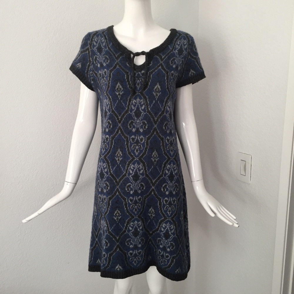 Sundance printed A line wool sweater dress